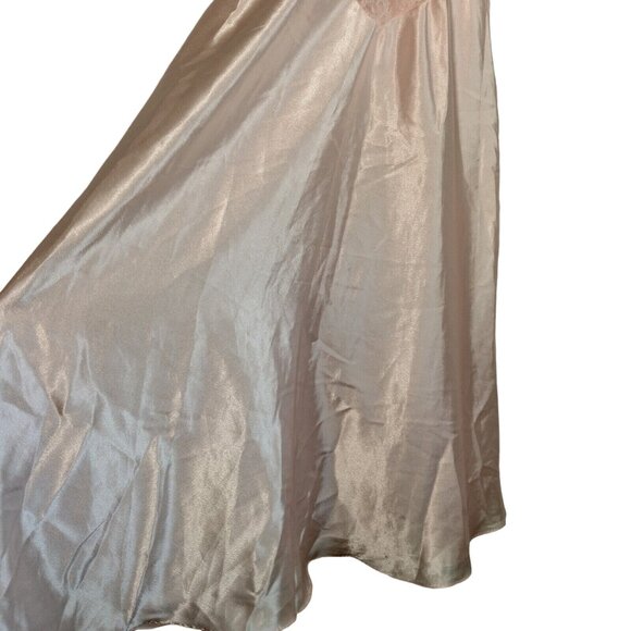 Cinema Etoile Nightgown S Pink Long Satin Lace Top Drop Waist Sexy Shimmer READ - Picture 7 of 13